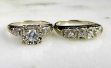 2Ct Round Cut Simulated Diamond Wedding Bridal Ring Set 14k Yellow Gold Plated
