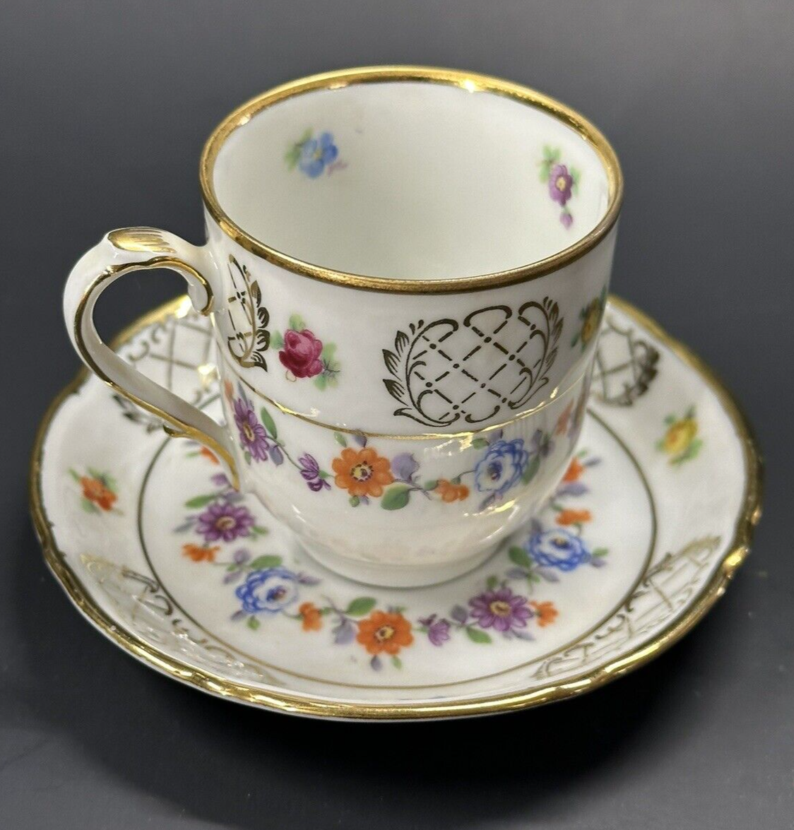 Schumann Bavaria Flowers Cup & Saucer Set Vintage 34 Made in 