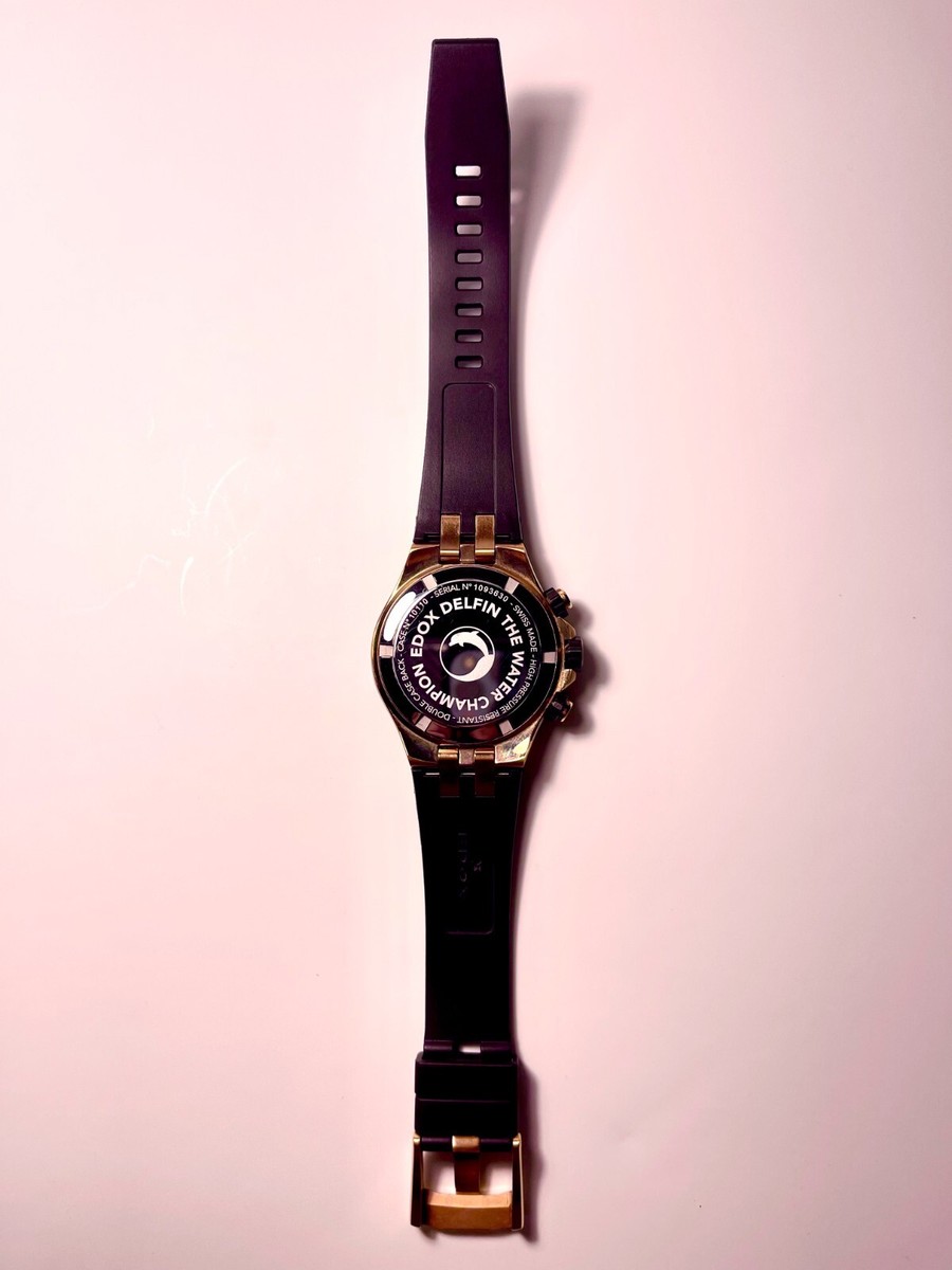 Edox Delfin Chronograph Rosegold/Stainless 43mm Quartz Watch 10110