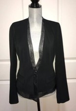GAP Women  s Black Jacket Blazer with Sheer Fabric Trim Lined - Size 8
