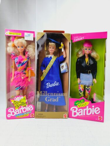 LOT OF 3 NIB 1991 SWEET SPRING Barbie Doll, 1992 WILD STYLE, MILLENNIUM GRAD - Picture 1 of 11