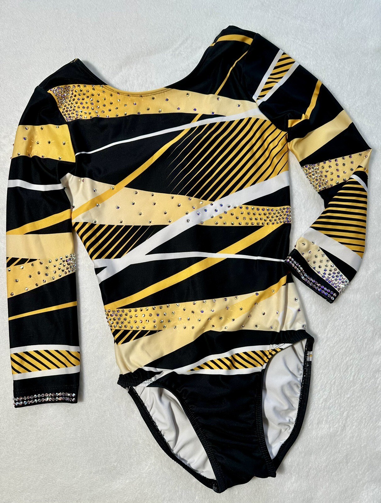 OZONE Gymnastics LEOTARD Black Yellow SWAROVSKI RHINESTONES Competition
