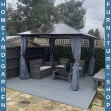 3m Polycarbonate Hardtop Gazebo with Sides Curtains Aluminium Frame Party Tent