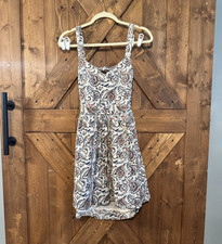 Sézane Paisley Woven Cotton Square Neck Fit & Flare Lined Short Dress 38
