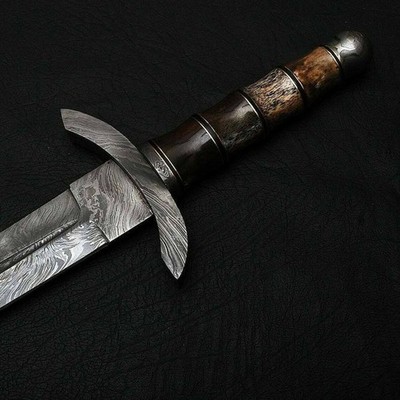 Custom Hand Forged Damascus Viking Sword | Medieval Celtic Norse Sword w/ Sheath