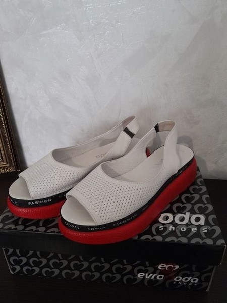 Women Heels White Leather 37 #367E