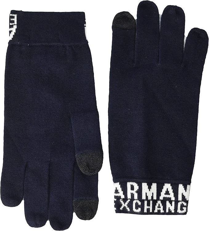 ARMANI EXCHANGE AIX Men's Gloves in Navy/Gardenia Size S/M BNWT $65