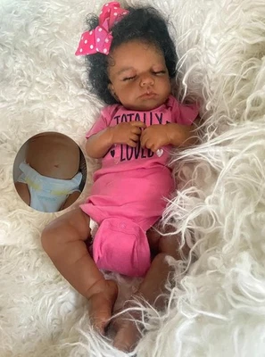 Black Reborn Baby Dolls Silicone Full Body-20 in Realistic Baby Doll, African Am