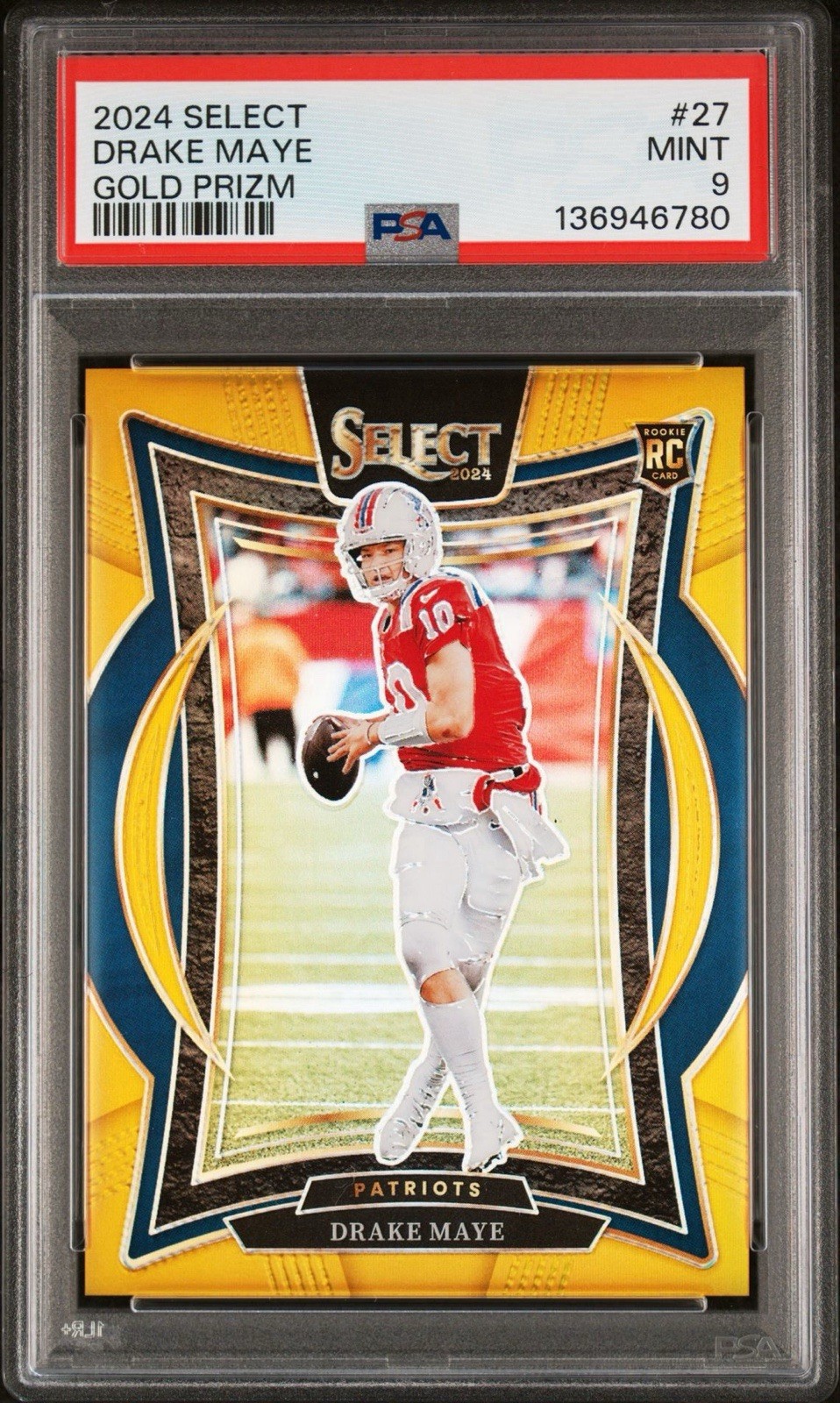 2024 Panini Select - Concourse Drake Maye #27 Gold Prizm/10 New England Patriots