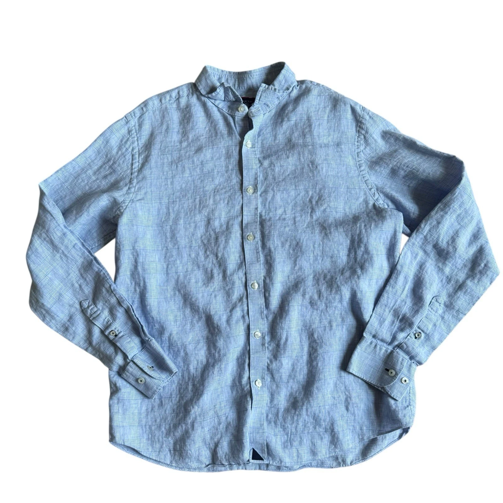 UnTuckit 100% Linen Blue Button Dow Size XL