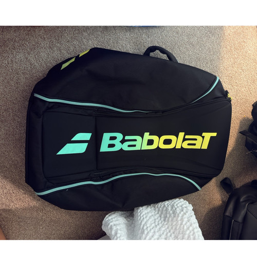 Babolat Black Tennis Backpack/Bag with Teal & Yellow Logo Design - Picture 1 of 2
