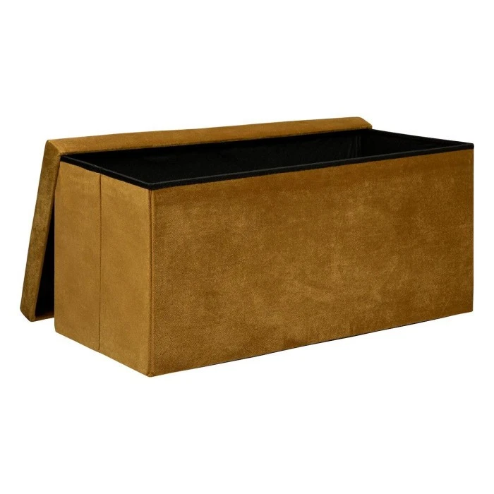 Banquette Coffre Pliable en Velours "Lilou" 76cm Ocre - Photo 2/4