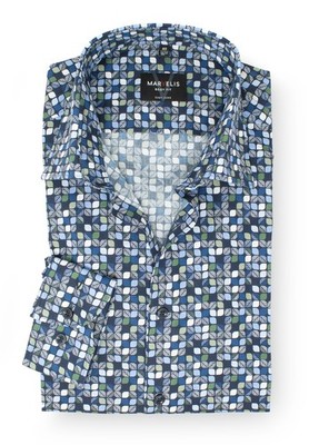 Marvelis men's business shirt long sleeve body fit, pattern, New Kent