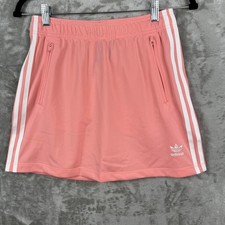 Adidas Girls L 13-14 Firebird Skirt Pink White Stripe Sporty Athleisure Summer