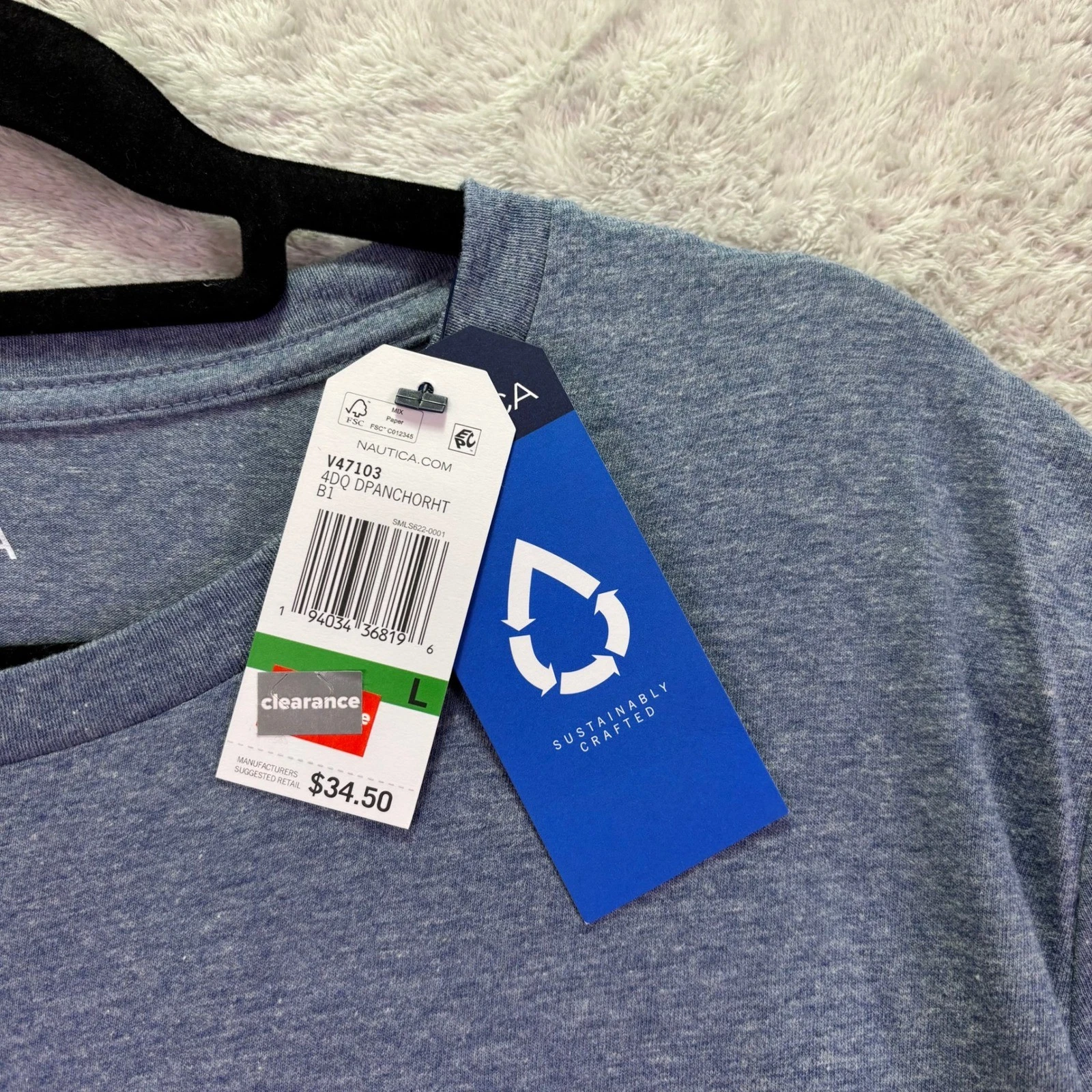 NWT Nautica Mens T-Shirt Blue Heather Large Graphic Sailboat Sustainably Crafted - product detail image 8