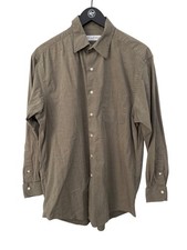 Brooks Brothers Stretch Button Front Shirt Size 16-32/33 Tan Career Work Neutral
