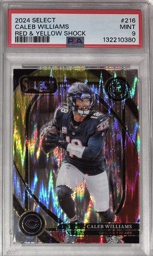 CALEB WILLIAMS ROOKIE PRIZM 2024 Select Green & Red SHOCK #216 PSA 9 MINT Bears