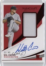 2021 Panini Immaculate Rookie Red 39/49 Wil Crowe #165 Patch Auto 2a9