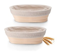10 Inch Oval Bread Banneton Proofing Basket Set of 2, Sourdough Proofing Bask...