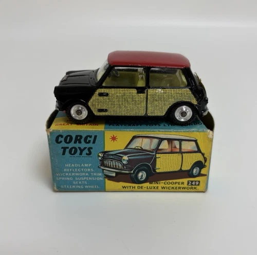 Vintage Corgi Toys 249 Mini-Cooper With DE-Luxe Wickerwork In Original Box