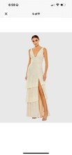 Mac Duggal #27046 Sequin Asymmetrical Ruffle Tiered Gown, Size 10 New FAST SHIP