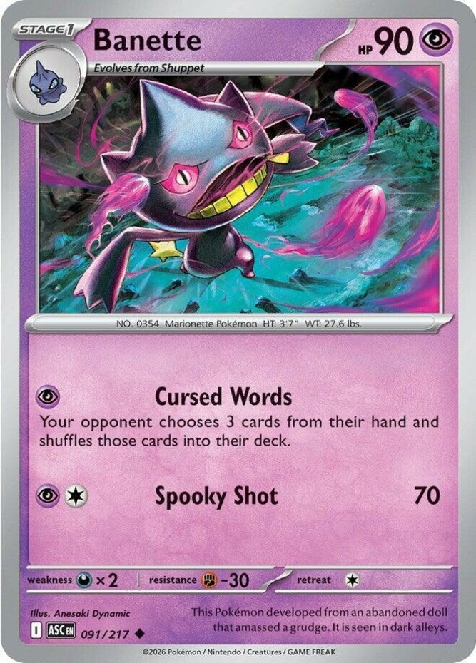Banette - 091/217 - Uncommon NM Ascended Heroes