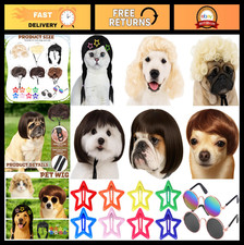 6 Pcs Funny Pet Wigs with Glasses  Hairpin - Adjustable Costumes for Dogs  Cat