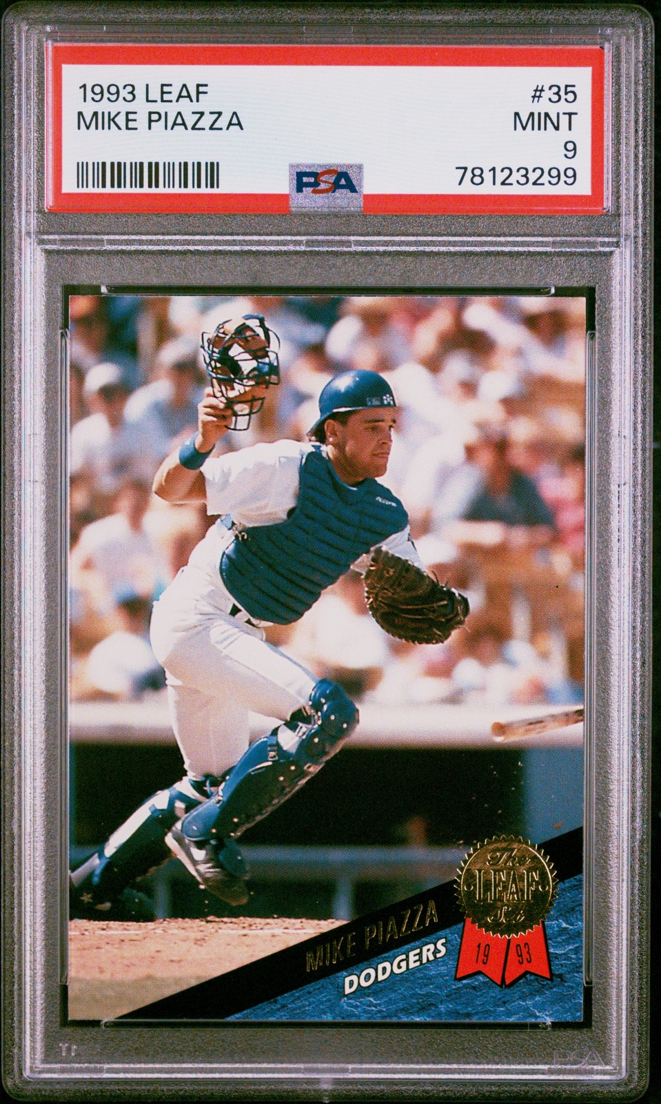 1993 LEAF #35 MIKE PIAZZA PSA 9