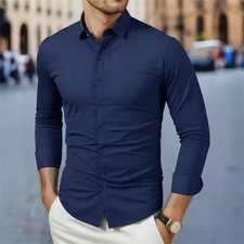 Men's business casual long sleeved elastic shirt, professional formal shirt