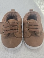 PLACE Brown Sneaker Soft Sole Elastic Laces Canvas Unisex Baby Toddler Shoes