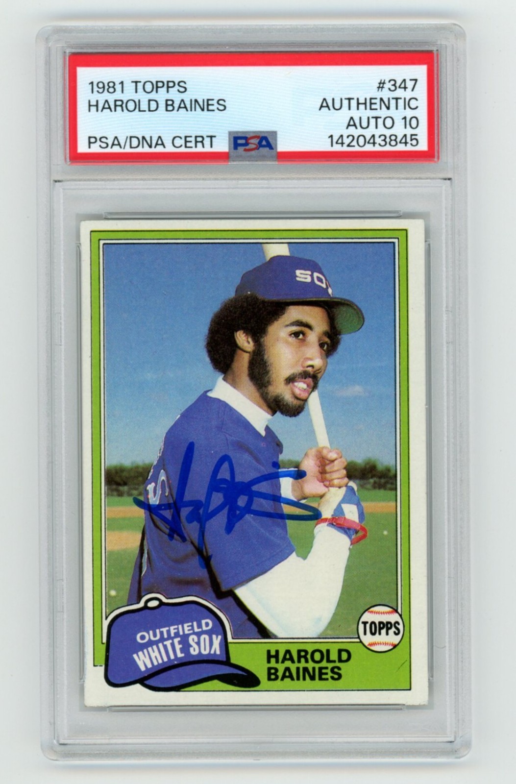 Harold Baines Signed 1981 Topps #347 PSA 10 Auto RC Rookie Chicago White Sox