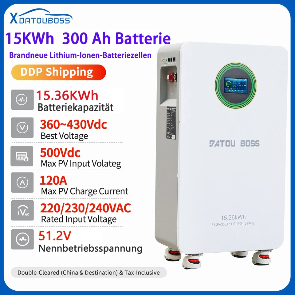 Solar Stromspeicher 15kWh Speicher 48V PV Akku 300Ah LiFePO4 Lithium Batterie