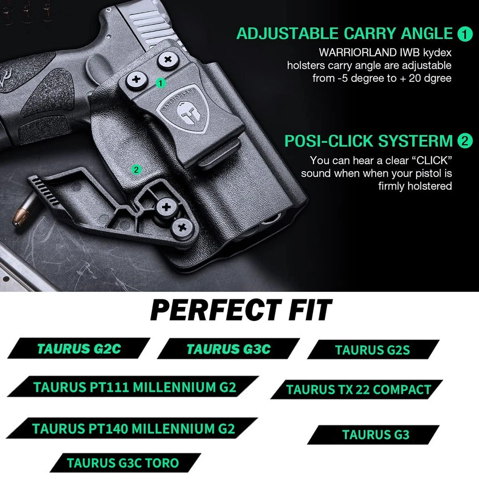 IWB Kydex Holster,Fit Taurus G2C/G2S/G3C/G3C TORO/PT111 G2/PT140 G2/TX 22COMPACT - Image 2 of 4
