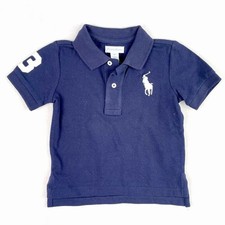 Ralph Lauren Big Pony Polo Shirt Baby Boy Size 18M Navy Cotton Short Sleeve New