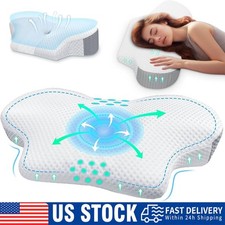 Cervical Neck Pillows for Pain Relief Sleeping, Ergonomic Built-in Neck Roll