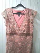 Women's Maxi Dress Lined Sz 14 Spring Easter Sleeveless with Ruffle  V Neck Nice