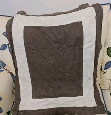 Eastern Accents Standard Size Taupe And Cream Linen Pillow Sham