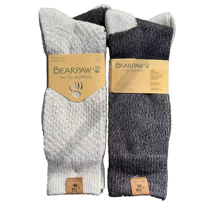 NWT Men's Bearpaw 4-pair Ribbed Boot Crew Socks Shoe Size 9-12 Family Matching