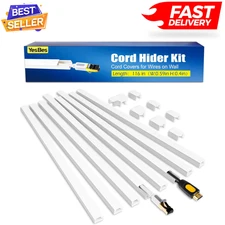 116In Cord Hider Kit, Cord Covers for Wires on Wall, Cord Hider for Wall Mount T