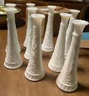 Vtg Lot of 9 Stars & Bars White Milk Glass Bud Vase Event Wedding Cottage 9"