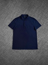 Hugo Boss Polo Shirt Mens Large Navy Blue Mercerized Cotton Preppy Italy