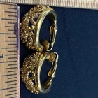 Gold Tone Textured Hoop Earrings Clip On Vintage Costume Jewelry
