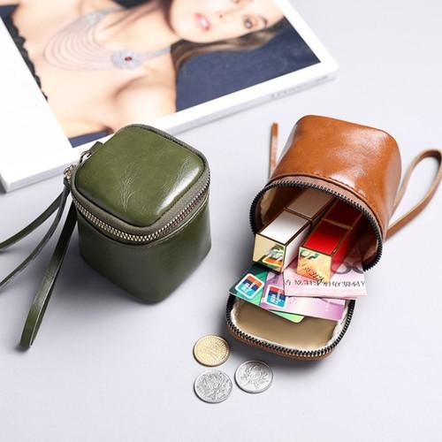 Mini Small Coin Purse Leather Wrist Bag Portable Coin Storage Pouch - Picture 8 of 18