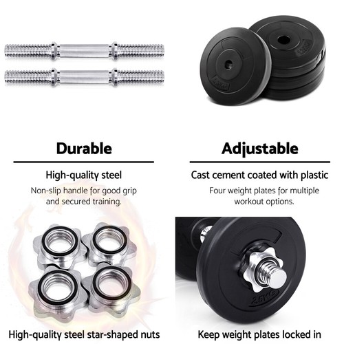 15KG Dumbbells Dumbbell Set Weight Training Plates Home Gym Fitness Exercise - Picture 5 of 8