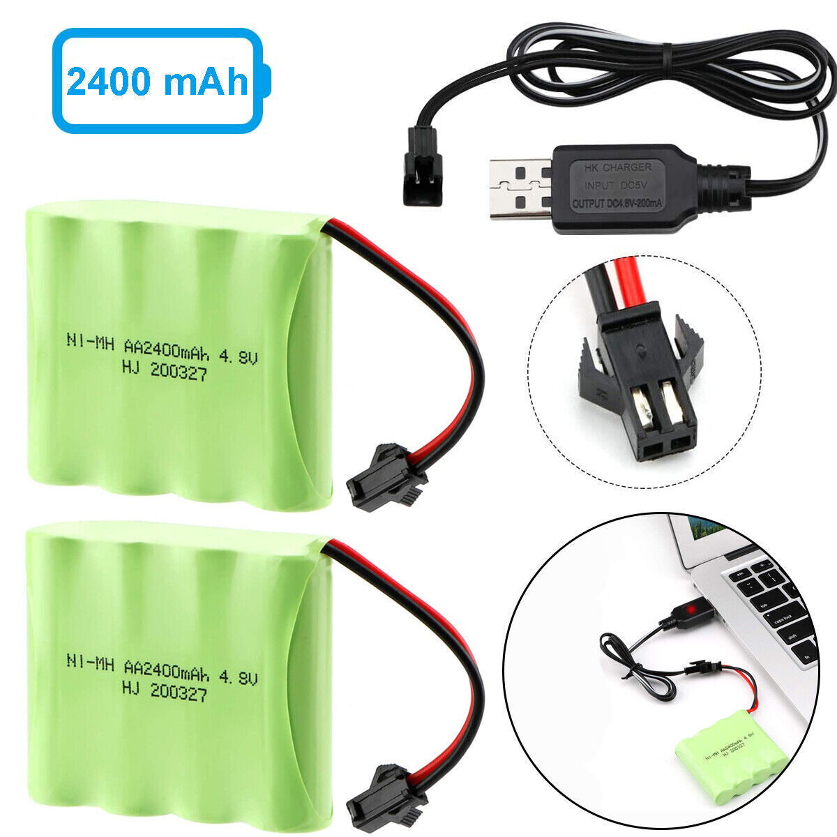 8Pack 4.8V 2400mAh Ni-MH AA rechargeable Battery for Rc toys