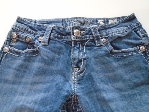 MISS ME Women's Denim Embellished Stretch Low Rise Signature STRAIGHT Jeans 27 - Picture 5 of 9