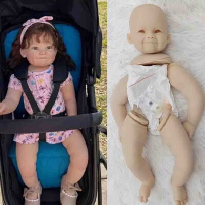 28inch Reborn Baby Doll Unpainted Kit DIY Doll + Cloth + Connectors + Eyes Gift