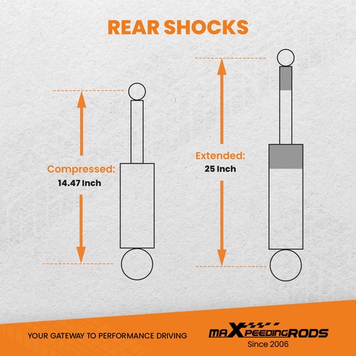 Front Rear Full Shocks Set for Jeep Wrangler JK 2007-2018 Fit 1"-3" Lift - Picture 7 of 10