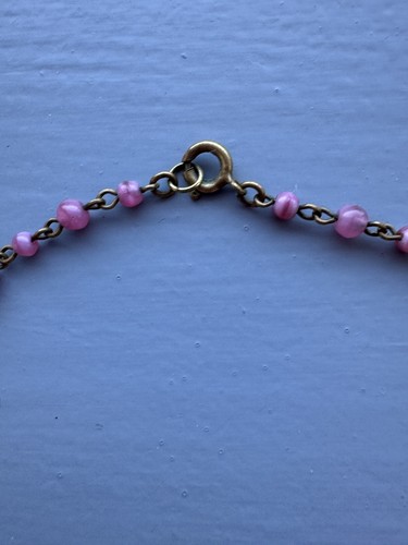 antike Glas Blumen Halskette 30er Jahre Regenbogen Feder Clip Verschluss Vintage Foliat - Bild 7 von 9