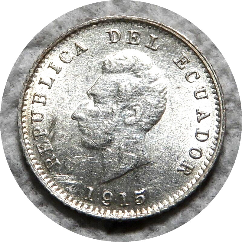 elf Ecuador 1/2 Decimo 1915   Silver  World War I